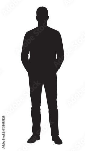 Casual Man Silhouette – Full Body Relaxed Male Vector Illustration