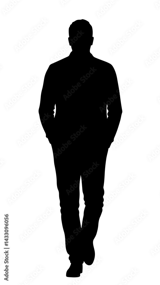 Fototapeta premium Casual Man Silhouette – Full Body Relaxed Male Vector Illustration