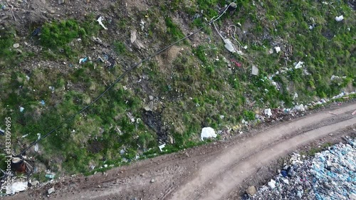 Aerial View of Small Illegal Waste Dump in Natural Environment – Environmental Pollution Footage