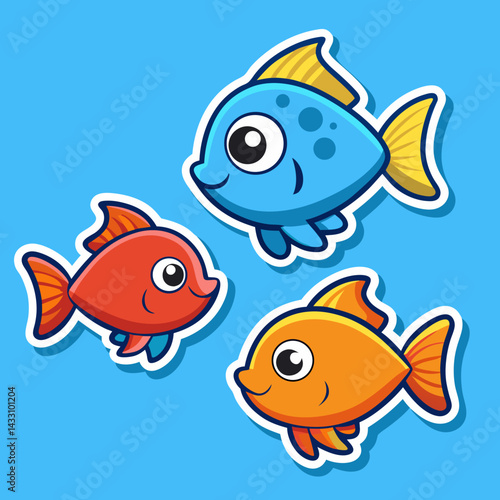 set of cartoon fishes