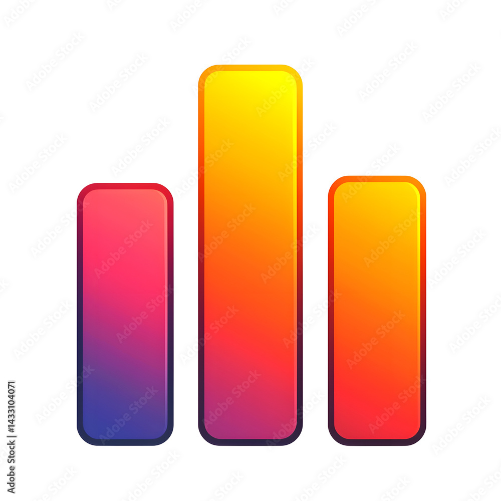 A simple minimalist bar graph design featuring three colorful bars with a gradient effect showcasing a modern and data driven visual representation A simple minimalist bar graph design featuring three colorful bars with a gradient effect showcasing a modern and data driven visual representation
