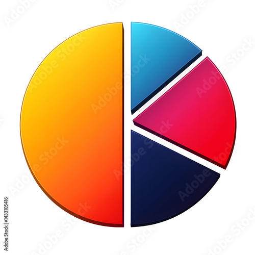 A flat SVG like icon of a pie chart split into four vibrant color segments presented in a clean minimalist style on a white background Free Download A flat SVG like icon of a pie chart split into four vibrant color segments presented in a clean minimalist style on a white background - GFXLoad