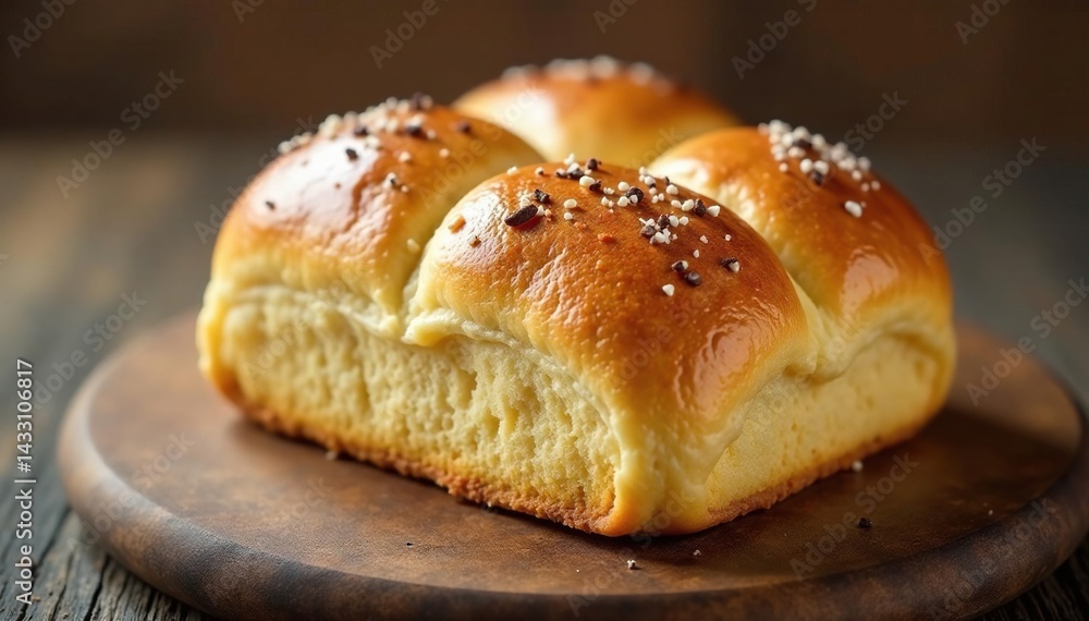 Perfectly formed white bread bun, glossy sheen, light, studio, white background Perfectly formed white bread bun, glossy sheen, light, studio, white background