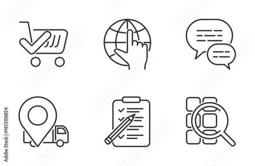 Online shopping icons set - Web pictograms in thin line