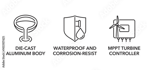 Wind turbine icons - Die-cast aluminum, Waterproof and corrosion, MPPT controller