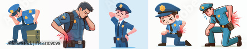 police character vector back pain