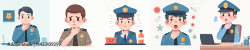 sore throat police character vector