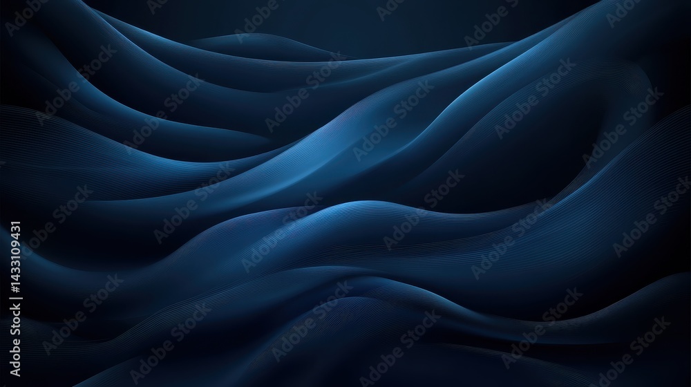 Obraz premium Deep blue, flowing, undulating abstract design.