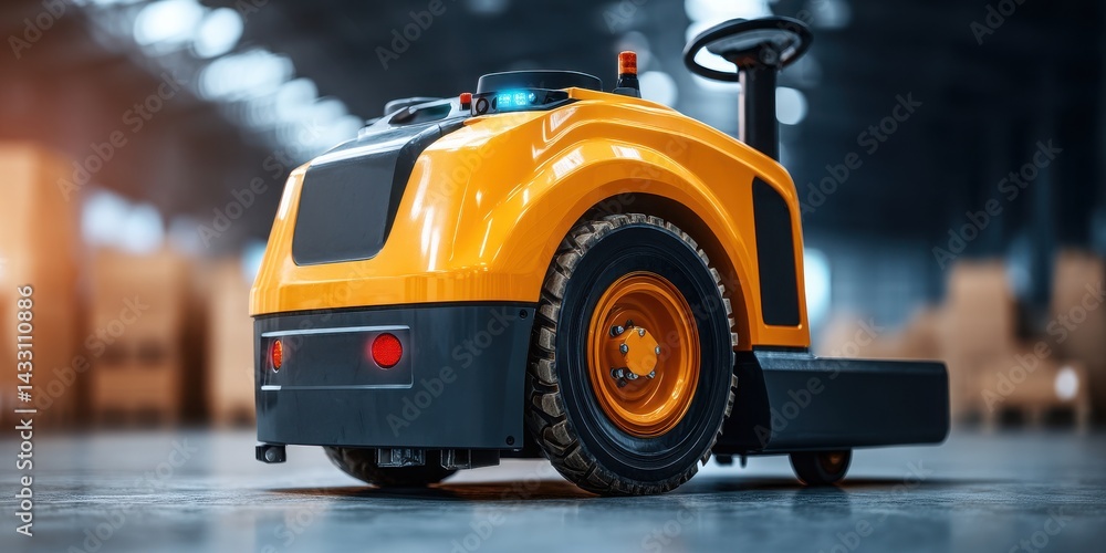 AGV Transportation Concept. Compact Electric Tow Tractor for Efficient Warehouse Operations and Material Handling Solutions AGV Transportation Concept. Compact Electric Tow Tractor for Efficient Warehouse Operations and Material Handling Solutions