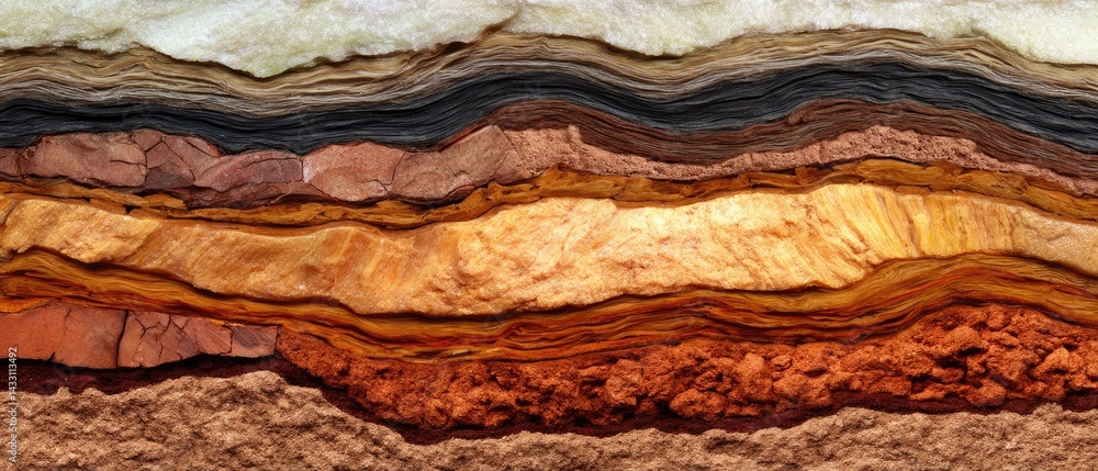 Obraz premium geology fossil strata concept. Striking geological layers showcasing natural textures and colors in earth's crust.