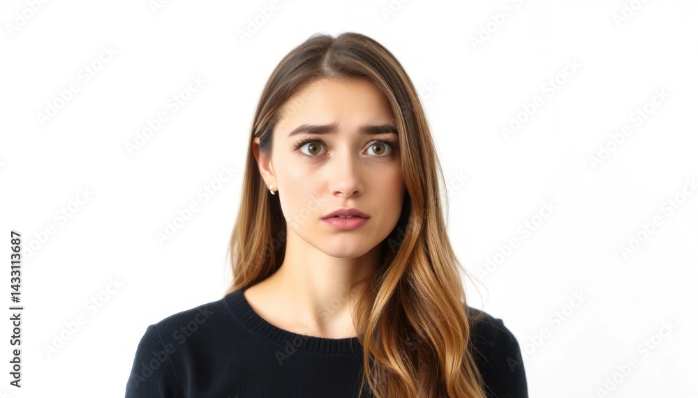 Young woman with a concerned expression Young woman with a concerned expression