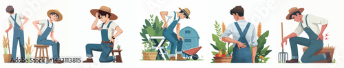 vector character farmer with back pain