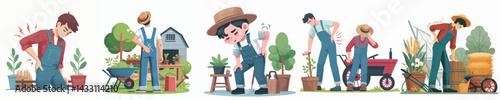 vector character farmer with back pain