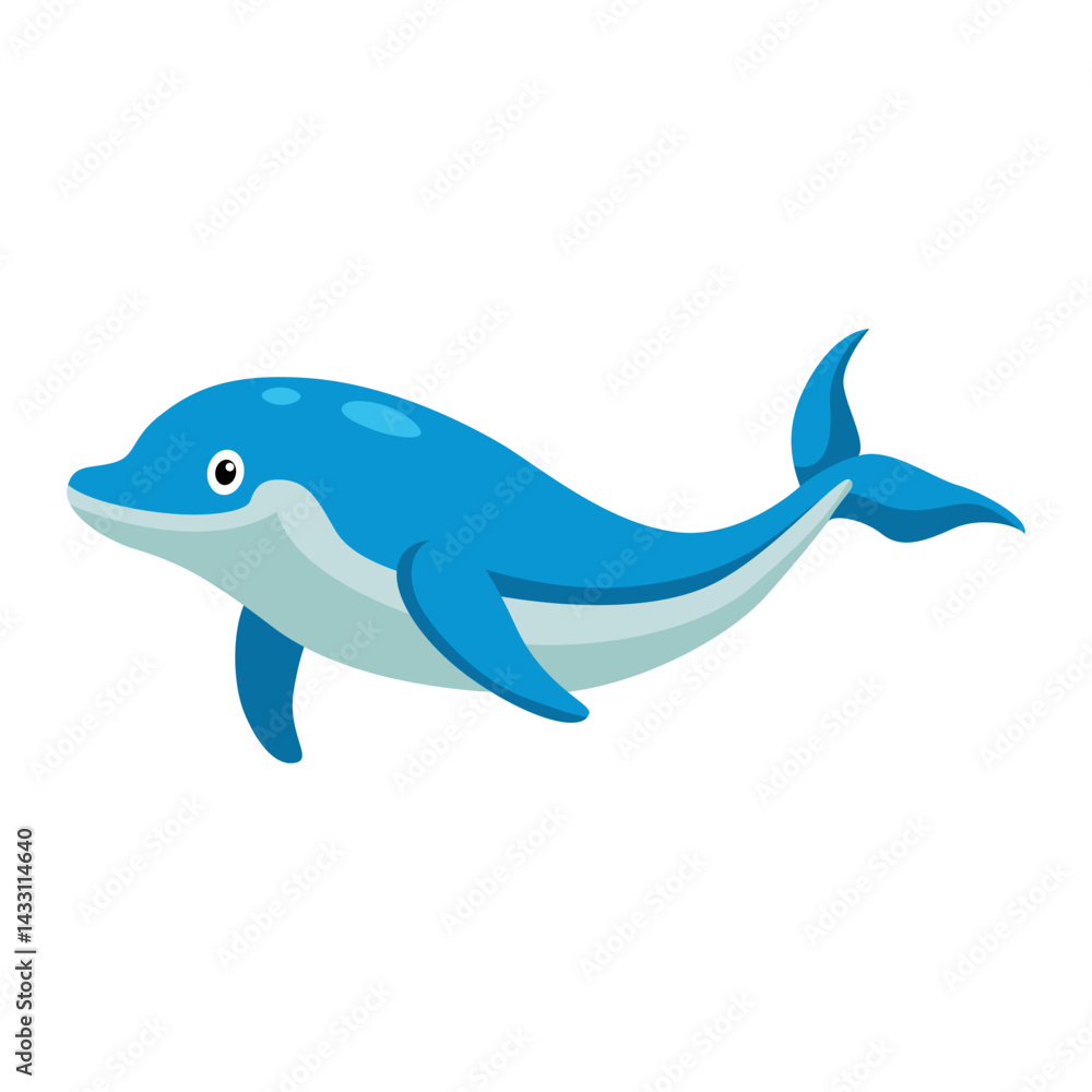 Fototapeta premium Cartoon Dolphin. Ocean Animal Illustration. 