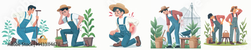 vector character farmer with back pain