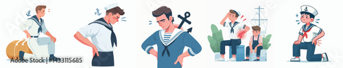 sailor character vector with back pain