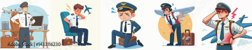 pilot character vector with back pain