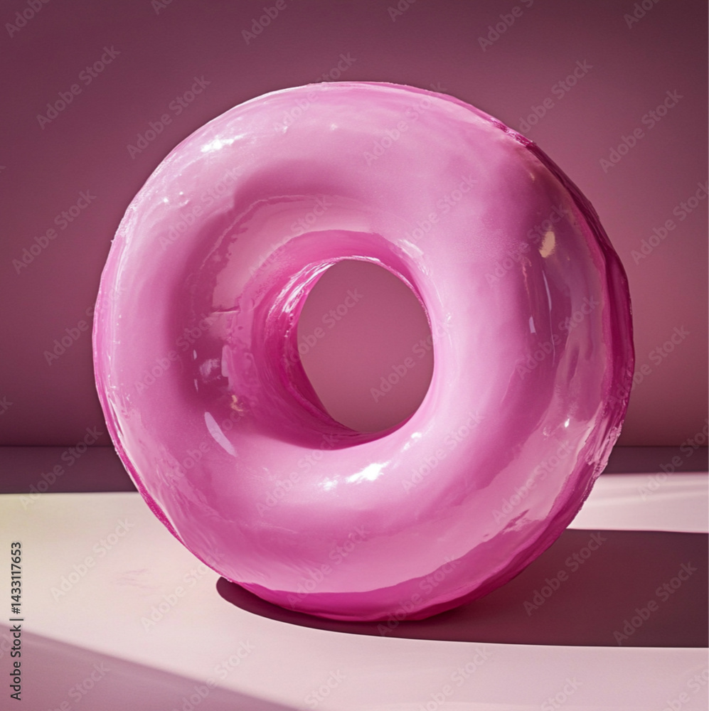 pink donut with sprinkles on white background