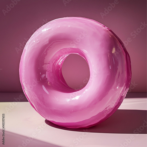 Obraz na płótnie pink donut with sprinkles on white background w salonie