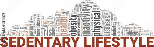 Sedentary Lifestyle word cloud conceptual design isolated on white background.