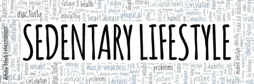 Sedentary Lifestyle word cloud conceptual design isolated on white background.