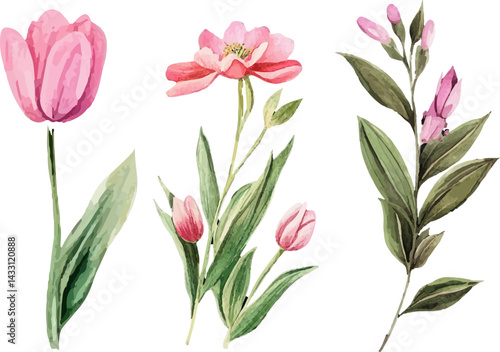 Wallpaper Mural bouquet of pink tulips Torontodigital.ca