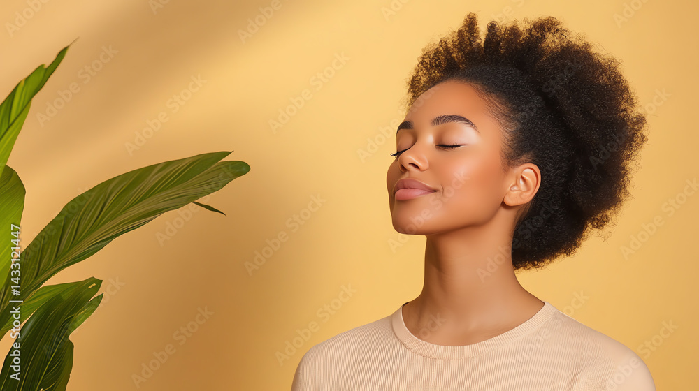 A serene portrait of a woman enjoying a moment of calm amidst vibrant colors, capturing tranquility and inner peace. A serene portrait of a woman enjoying a moment of calm amidst vibrant colors, capturing tranquility and inner peace.