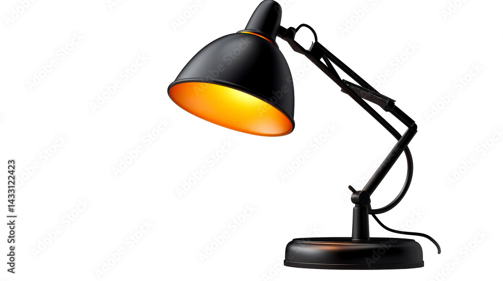 Desk lamp illuminating workspace in soft glow Desk lamp illuminating workspace in soft glow