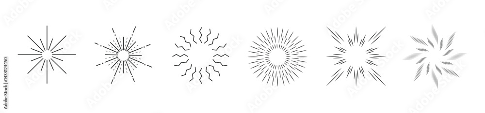 Obraz premium Set Hand drawn sunbursts 