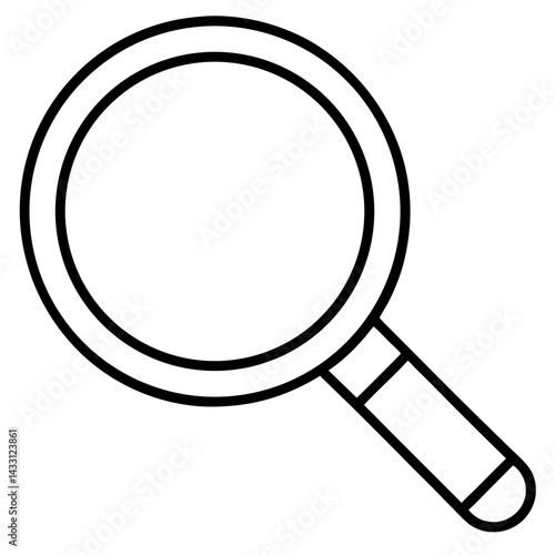 Outline magnifying glass icon representing search functionality in a minimalist design