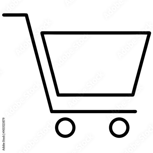 Outline shopping cart icon in a simple minimalist design