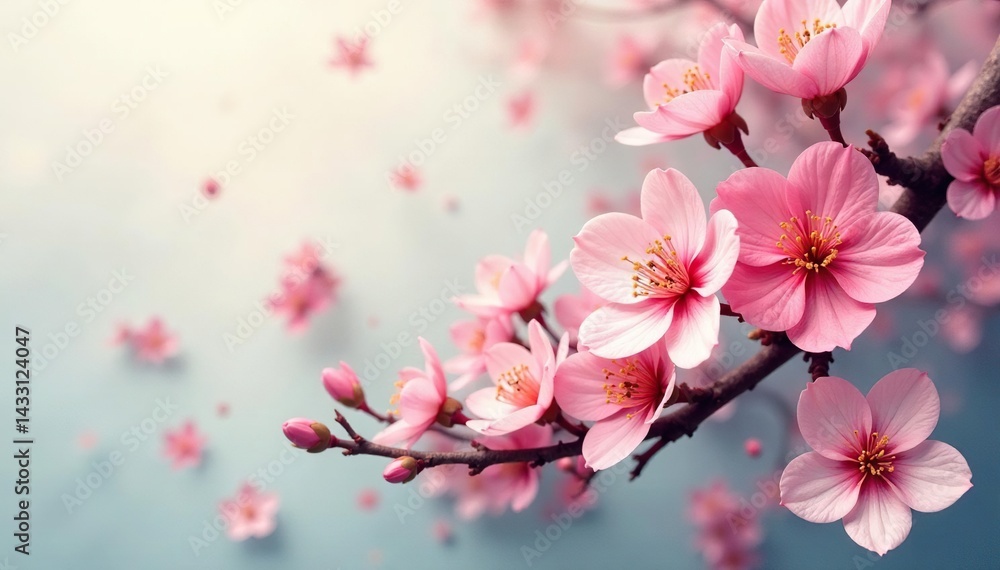 Obraz premium Scattered, stylized blossoms; muted color palette, botanical print, floral fabric, palette