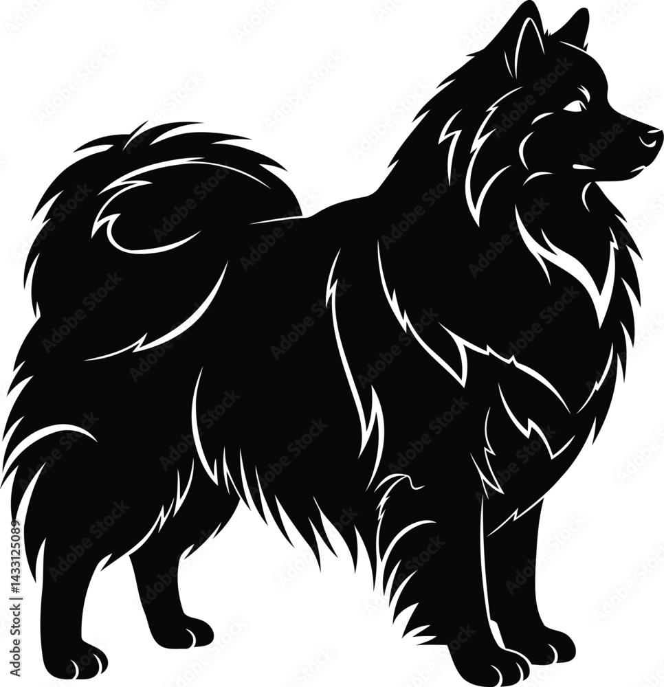 Fototapeta premium American Eskimo Dog silhouette Illustration Vector ArtWork Cute Look