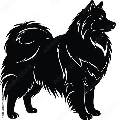 American Eskimo Dog silhouette Illustration Vector ArtWork Cute Look