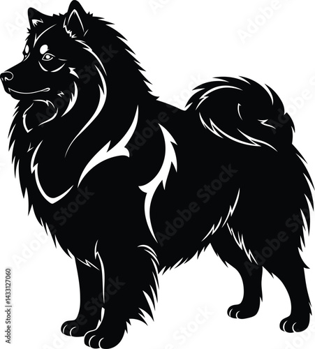American Eskimo Dog silhouette Illustration Vector Artwork