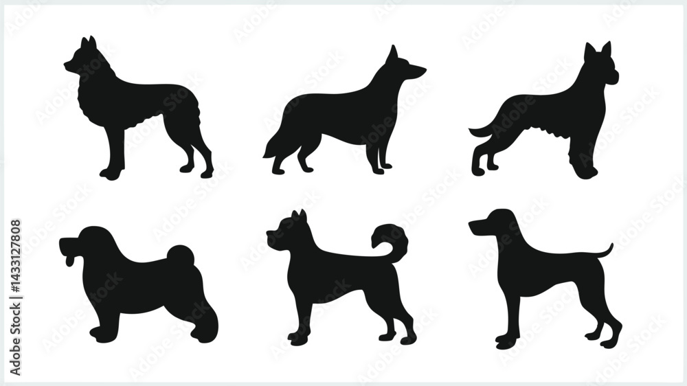 Fototapeta premium set of dogs silhouettes
