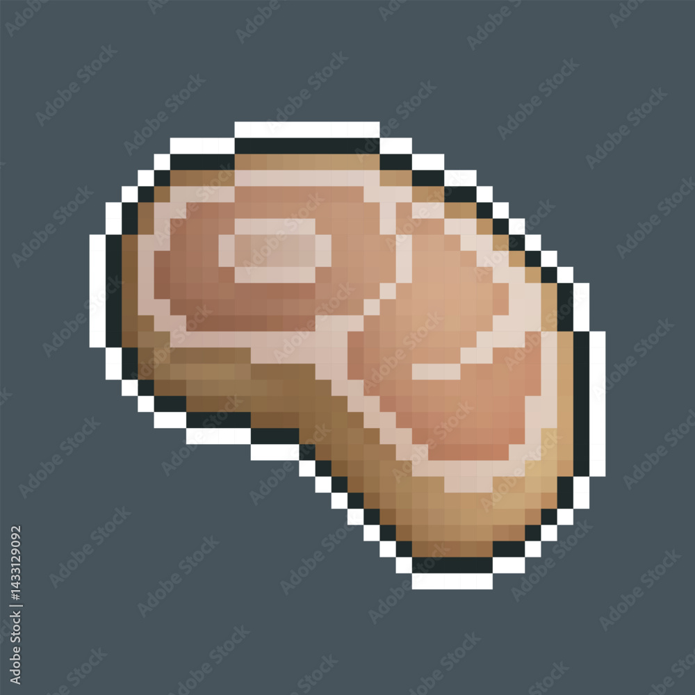 Fototapeta premium beef meat in pixel art style with isolated background
