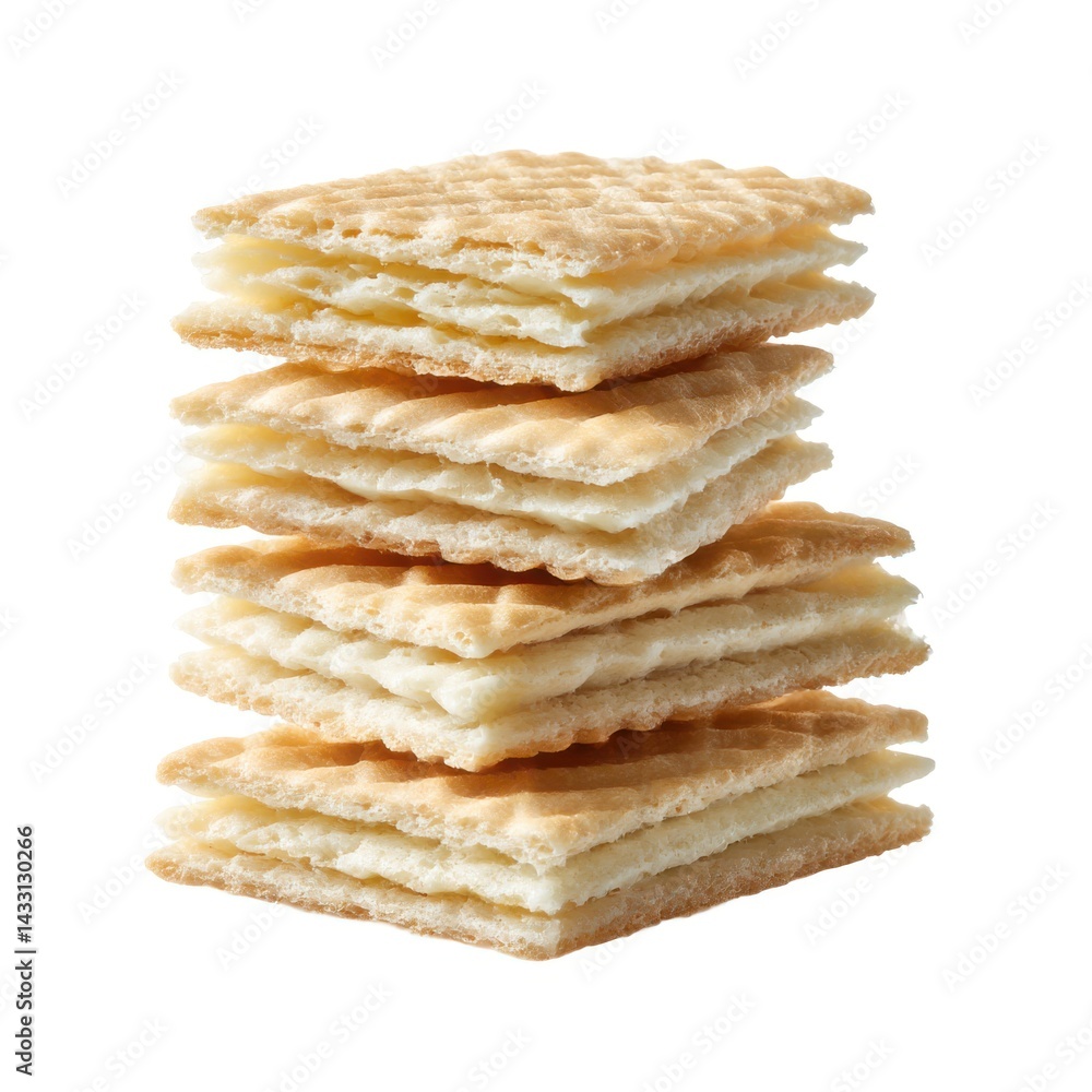 Stack of cream crackers isolated on white background Stack of cream crackers isolated on white background