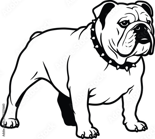 Bulldog silhouette Illustration Vector ArtWork Full White view
