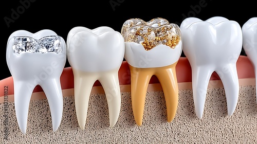 Dental Fillings Gold Inlay Diamond Composite Resin Teeth Restoration
