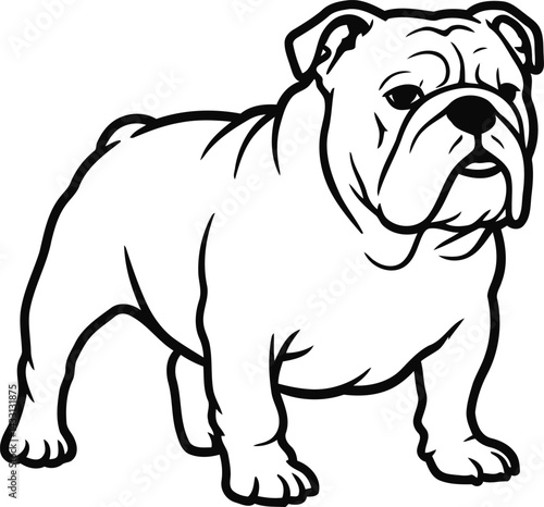 Bulldog silhouette Illustration Vector ArtWork white body