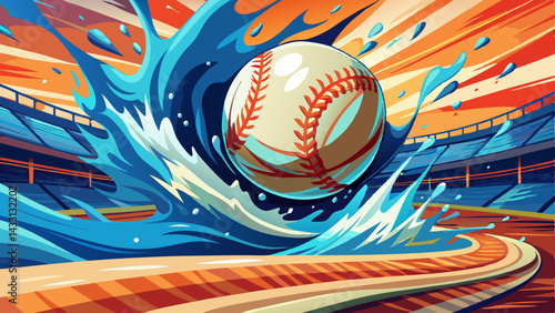 Very beautiful Baseball splash action sports field dynamic photography high-speed environment close-up view motion concept