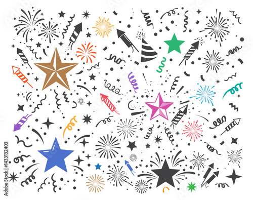 Happy Birthday Vector doodle elements Logo for banner, poster, social media