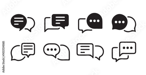Social media message icon Collection.  Chat Bubble Icon set. Chat, message, Comment, sms, chat, chatting, talk line icon vector illustratio Eps 10