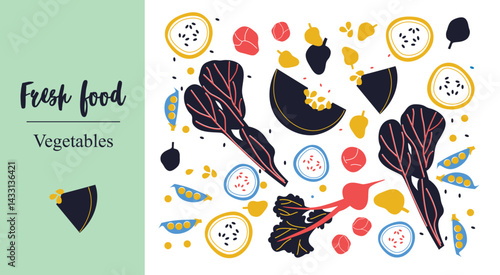 Appetizing fruit, vegetables and berries collection.