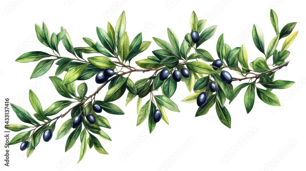 Olive branch with ripe olives and green leaves Olive branch with ripe olives and green leaves