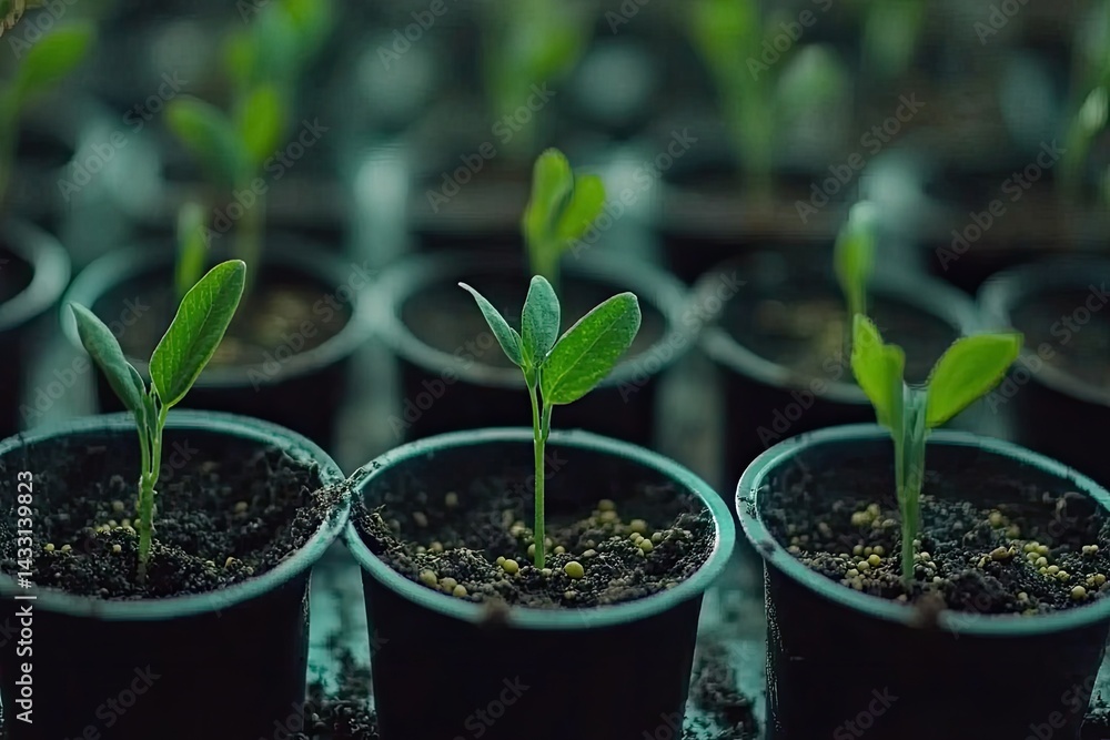 Young plants in small pots Young plants in small pots