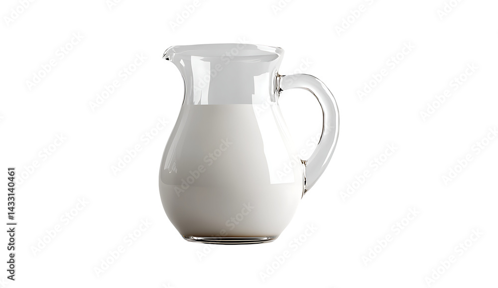 Clear Glass jug Pitcher Filled with Fresh Milk on Transparent Background Clear Glass jug Pitcher Filled with Fresh Milk on Transparent Background