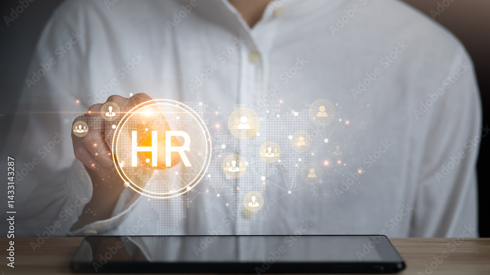 HRM or Human Resource Management ,Strategic planning for success through people business development concept by choosing professional leaders employee competency Teamwork ,Assessment and recruitment
