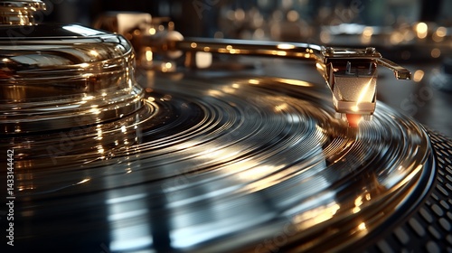 Obraz na płótnie Golden vintage turntable playing a record w salonie